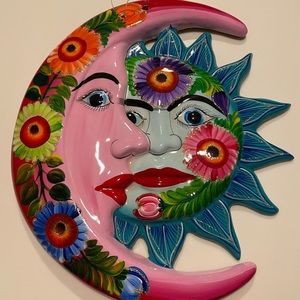 Mexican Sun and Moon Ceramic Art wall hanging